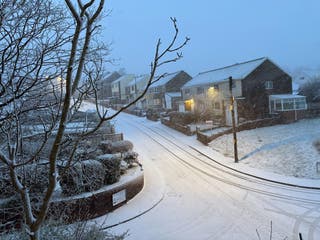 Snowy conditions in in Rassau, Ebbw Vale in South Wales. Storm Goretti has arrived in the UK bringing gusts of up to 100mph as a rare red warning for 'dangerous, stormy' winds was issued
